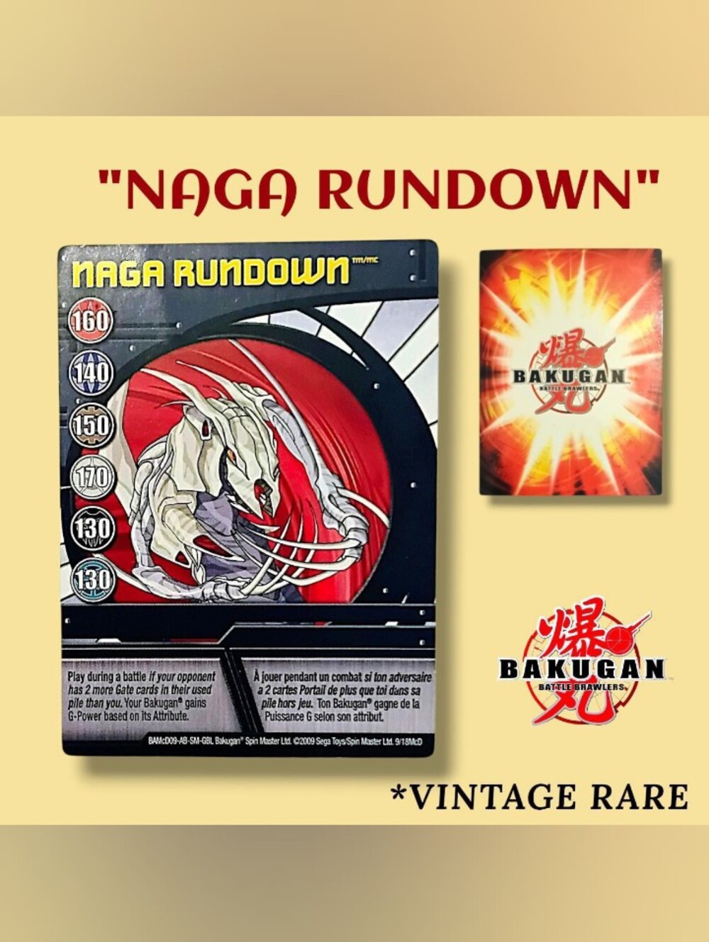 Bakugan RARE PROMO Naga Rundown Game Card 2009